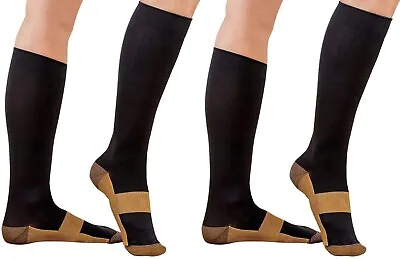 ANGEL KT Compression Copper Socks Miracle Foot Pain Relief 2 Pair XXL Black • $17.99