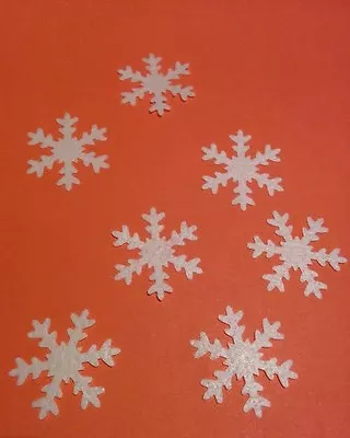 40 White Edible Snowflakes Christmas Cupcake Cake Toppers Decorations Frozen • £2.99