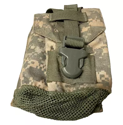 Military Style MOLLE 1QT Canteen / General Purpose Pouch W/ Mesh Bottom ACU VGC • $13.90