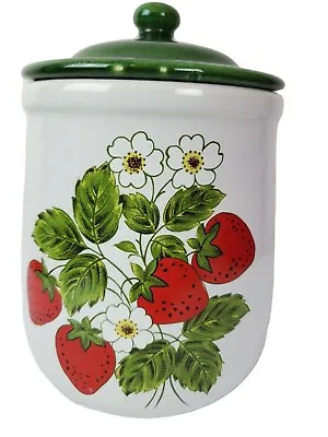 Vintage 1970's McCoy Pottery Strawberry Pattern Cookie Canister Jar Lid 7  SN • $47.10