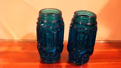 LE Smith EAPG SALT & PEPPER Shakers Glass MOON & STAR Cobalt Blue - TWO • $15