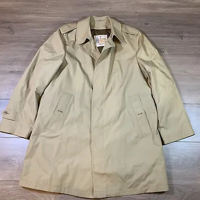 London Fog By Wamsutta Men’s Size 40 Regular Beige Zip Out Lined Trench Coat USA • $29.95