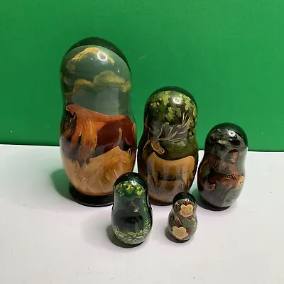 Vintage Colorado Hand Painted Carved Matreshka Nesting Dolls 5 Pc • $25.16