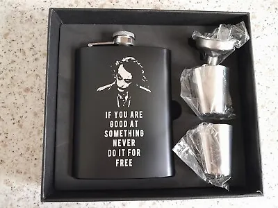 Joker Quote In 8oz Hip Flask Set In Presentation Box Ideal • £7