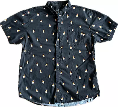 Molokai Surf Co. Shirt Mens XXL Short Sleeve Flaming Skull Button Up Shirt • $25