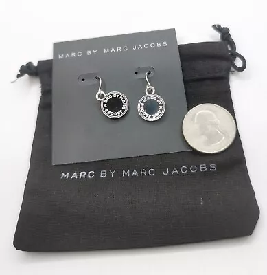 March By Marc Jacobs Black Enamel Logo Disc Drop Earrings • $35.99