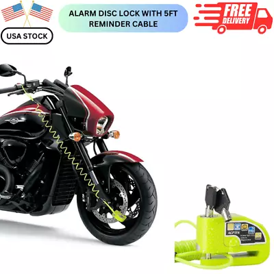 Motorcycle Disc Lock With Alarm 110dB Anti-Theft Brake Wheel Caliper Lock Green • $25.49