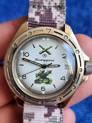 Vostok Komandirskie Vintage WristWatch Mechanical USSR Soviet Military Watch • $29.99