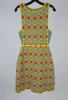 Women's M Missoni Yellow Geometric Sleeveless Knit A-Line Dress Size 42 • $79.99