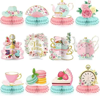 12 Pcs Floral Tea Time Themed Party Decorations Spring Vintage Teapot Honeycomb  • $23.74