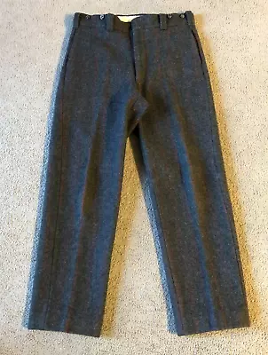 VTG L.L. Bean Men's Gray Plaid Heavy Wool Hunting Logging Pants - Size 34 X 32 • $60