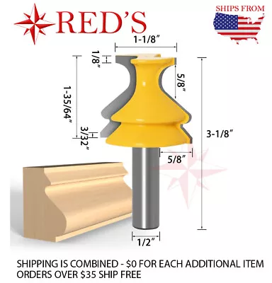 REDS Y80749-8 - 1-1/2  Base Board Or Cap Molding Router Bit 1/2  Shank • $16.99