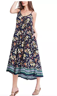 BNWOT B&N Buenos Ninos Brand Dress Maxi Boho Hippy Navy Floral Spring 2XL $57 • $35