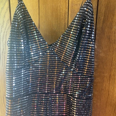 £26.60 • Buy Ladies Quiz  Tapered  Leg . Silver/  Black Sequin Jumpsuit Sz 10