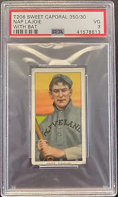 1909-11 T206 Nap Lajoie With Bat Sweet Caporal 350/30 PSA 3 #41578613 • $1388.53