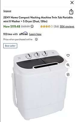 Portable Compact Washing Machine Washer Spin Dry Cycle Mini Twin Tub - 13Lbs • $80