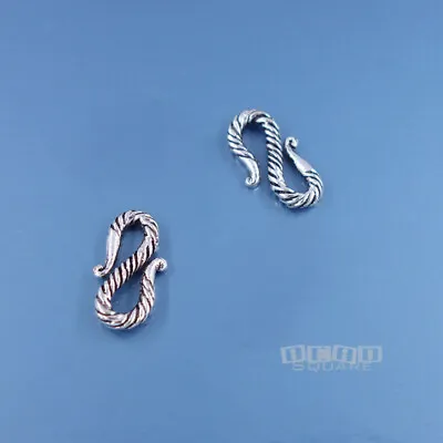 2 PC Antiqued Solid Sterling Silver 14mm HD Swirl S Hook Clasp Connector #33299 • $5.25