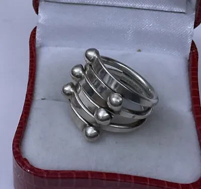 Vtg QVC Hallmarked HM Sterling Silver 925 Ball Wrap DDD Mexico Ring Size K • £75