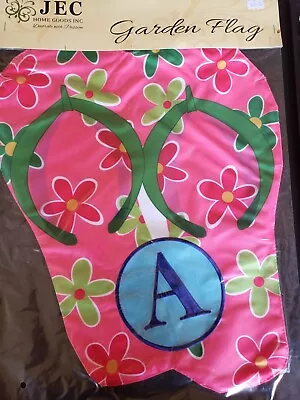 Flip Flop Monogram “A” Garden Flag-Double Sided-Appliquéd-JEC-12.5”X18” • $9.95