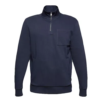 Esprit Mens Jumper Stand Up Zip Collar Top Regular Fit Cotton Blend Sweatshirt • £32.99