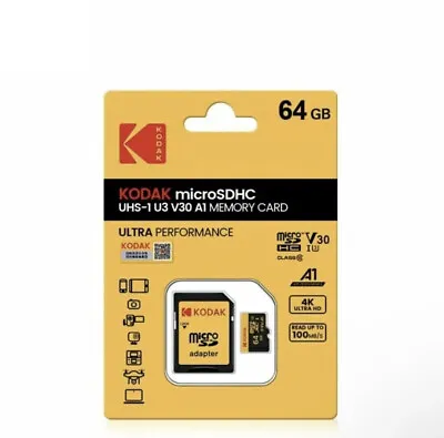 Original Kodak Micro SD Card 64GB High Speed Memory Card U3 A1 V30 • £6.49