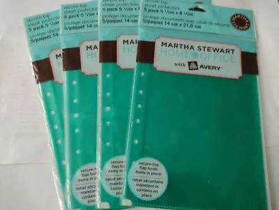 MARTHA STEWART Avery Sheet Protectors 5 ½” X 8 ½” 4 Pockets Green Lot Of 4 NEW • $12.83