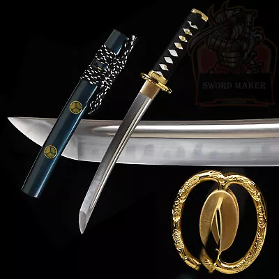 Katana Clay Tempered T10 Steel Real Hamon Full Tang Samurai Short Sword Tanto • $89.99