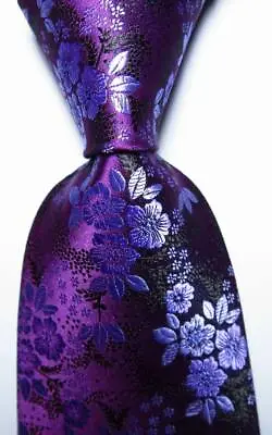 New Classic Floral Purple JACQUARD WOVEN 100% Silk Men's Tie Necktie • £7.19