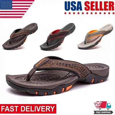 Men Flip Flops Athletic Sandals Outdoor Beach Arch Support Thong Sandals Shoe US • $27.99