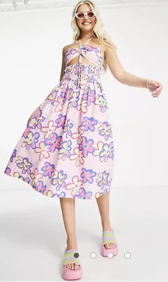 $30 • Buy Women’s Dress  Cut Out, Midi Dress, Pink Floral Size 16 COLLUSION Brands: ASOS