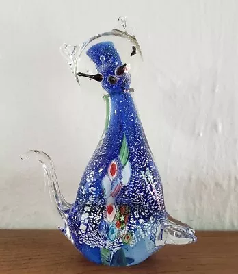 Murano? Style Millefiori  Glass Cat Figurine 5 In. • $23