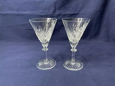 Set Of 2 Val St Lambert Berncastle Or Eurydice Pattern Claret Wine Glasses • $58