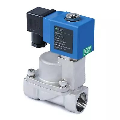 U.S. Solid High Pressure Solenoid Valve 3/4in 12VDC Stainless Steel 100bar • $129.89