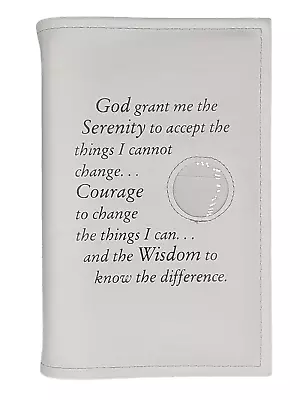 Alcoholics Anonymous AA Big Book Cover Serenity Prayer Coin Holder Misty White • $21.95