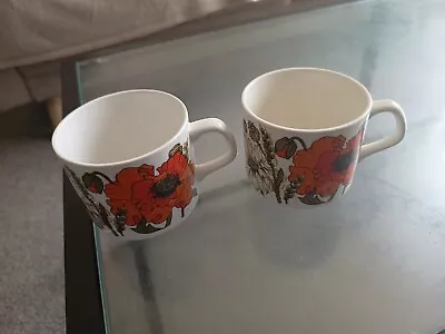 2 X J & G Meakin Poppy Tea Cups • £4