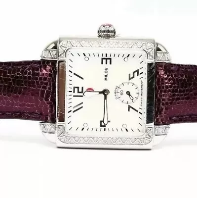 Michele Milou MW15A01A2025 Diamond Quartz Ladies Purple Snakeskin Watch 3130 • $1387.50