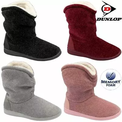 £14.95 • Buy Ladies Slippers Women Dunlop Memory Foam Fur Thermal Ankle Boots Warm Shoes Size