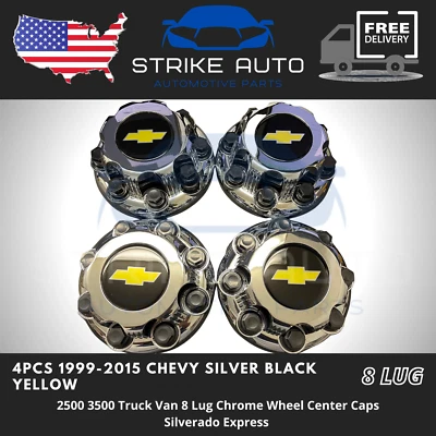 $58.99 • Buy 4PCS CHROME 8 LUG CHEVY Center Hub Caps For Express Van 2500 3500 9597163 NEW
