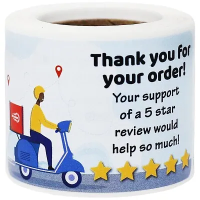 Thank You For Your Order 5 Star Review Labels | 1.5  X 2.5  Inch - 100 Pack • $19.30