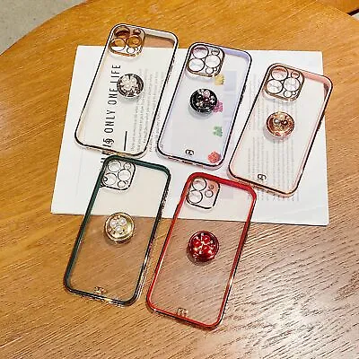 Clear Plating Lens For IPhone 14 13 12 11 Pro Max XR X Soft With Ring Phone Case • $8.79