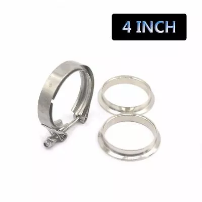 $28.30 • Buy 4  Inch Turbo Exhaust Down Pipe Stainless Steel V-Band Clamp+2 Flange Universal
