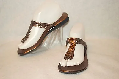 MAX COLLECTION Thong Sandals Slides Flip Flops Copper Brown Glitter  Sz 7 * VG+ • $14.94