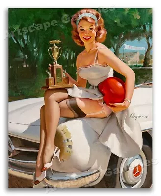 1960's Elvgren Pin-Up Poster  A Winner - Trophy Girl  - 16x20 • $13.95