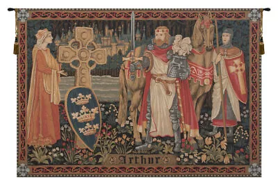 King Arthur Decorative Medieval Royalty Belgian Tapestry Wall Art Hanging (New) • $125