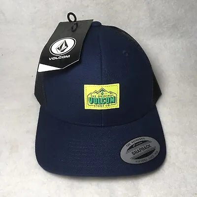 Volcom Surf Skateboard Mesh Good Vibes Trucker Snap Back Hat Cap NWT - Navy Blue • $21.88