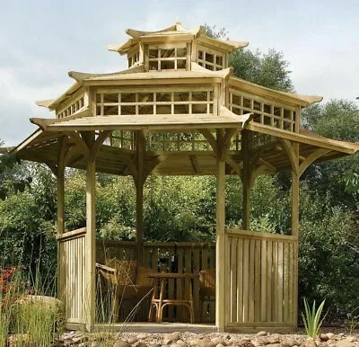 Rowlinson Oriental Japanese Garden Wooden Pagoda Wood Pressure Treated Timber  • £2679.94