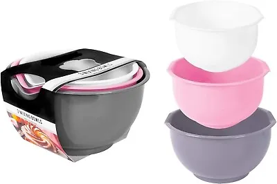 3 Pcs Mixing Bowl Set Kitchen Non Slip Baking Serving Bowls Food Preparation Kit • £11.99