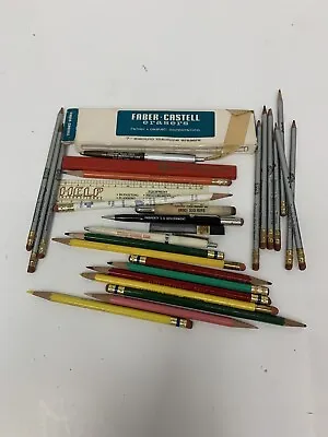 Vintage Pencil Lot Used See Pics Advertising Faber Castell Erasers • $13.49