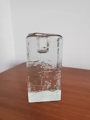 Clear Glass Candle Holder  Ice Block Style  4” Height • $12