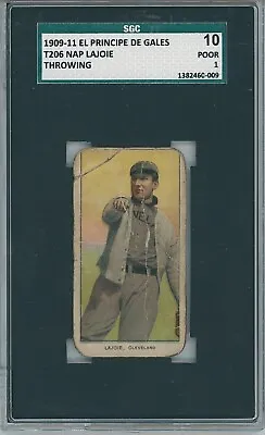 1909-11 T206 Nap Lajoie Throwing EPDG El Principe De Gales SGC1 HOF • $695